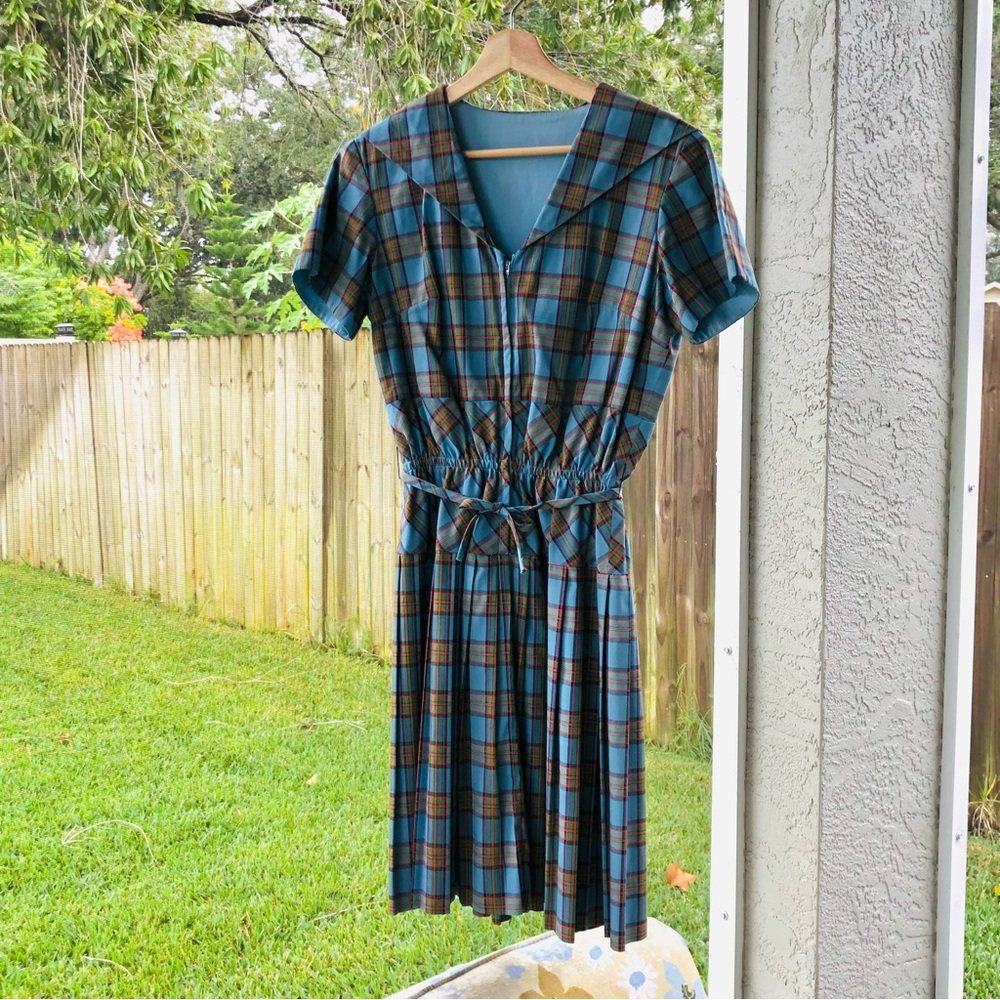 Vintage 1960s Jeanette Alexander California Plaid Day Dress A-Line Women’s 12